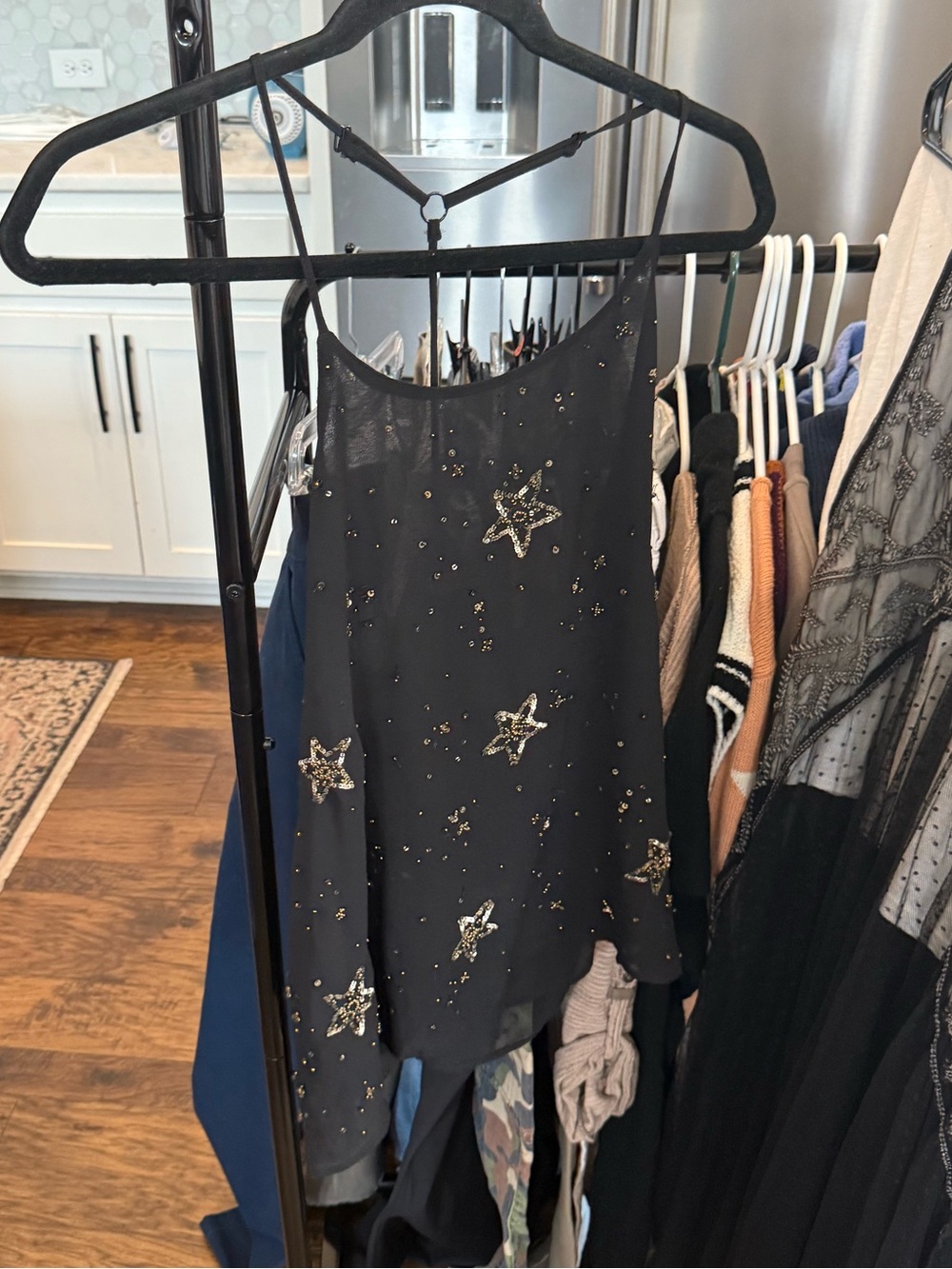 Intimately Free People Black Top with Jewels
